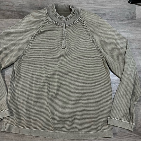 Tommy Bahama Mens Relax 1/4 Zip Pullover Mock Neck Sweatshirt Size XL Army Green - Picture 2 of 9